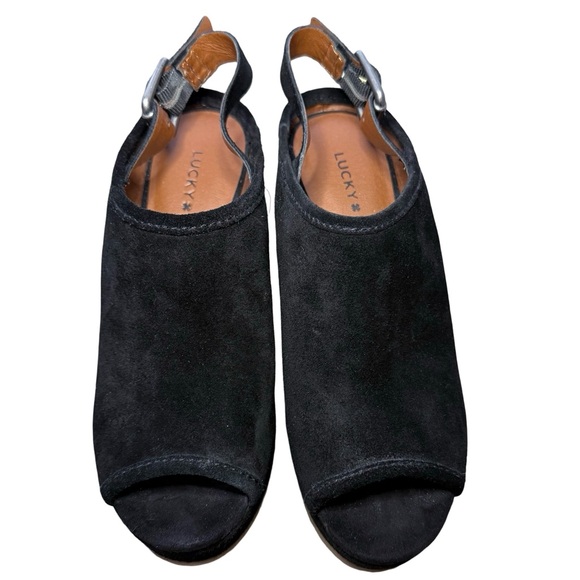Lucky Brand Black Peep-Toe "Jemadine" Suede Wedge
Women’s 6 M - Picture 7 of 8